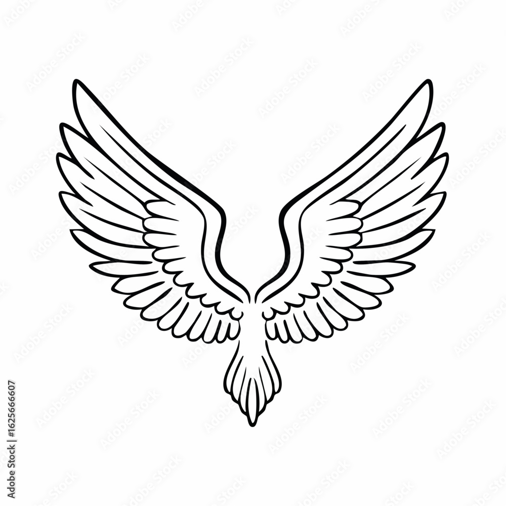 Fototapeta premium Elegant wings illustration with feathered detail for graphic design and symbolism