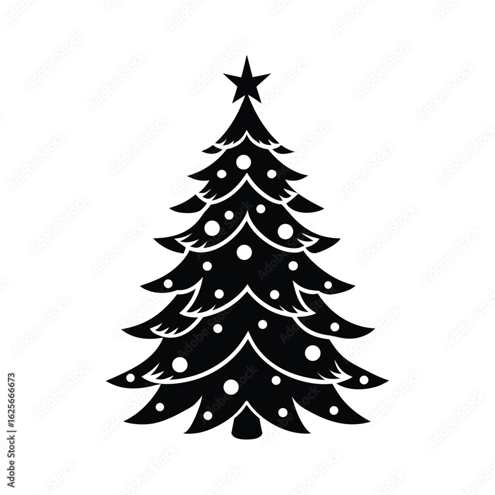 Obraz premium Minimal Christmas Tree Silhouette Vector Design