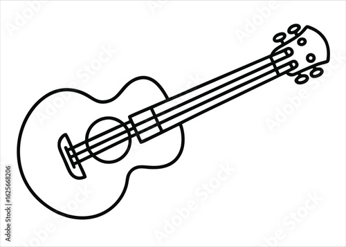 Minimalist single line art depiction of a classic stringed musical instrument a guitar presented elegantly for artistic and design applications