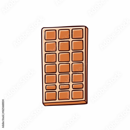 Cartoonish rectangular chocolate bar illustration on a clean white background