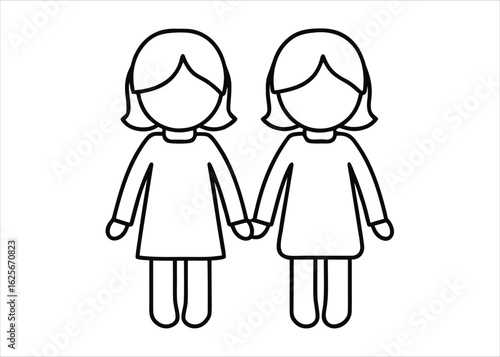 Artistic depiction of two female companions sharing a moment drawn with bold linework and vibrant color palette showcasing friendship and connection
