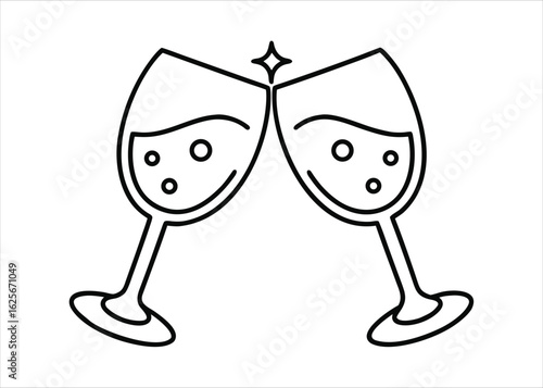 Elegant line art wine glass illustration featuring a sophisticated stemware design in a clean artistic style