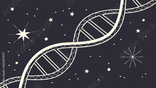 Dna helix structure with stars vector illustration for science biology and medical research design concepts