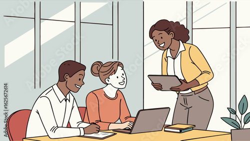 Diverse team collaboration and project management in modern office setting for business success