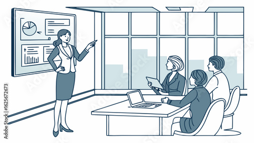Business presentation meeting data analysis strategy teamwork office collaboration and growth charts success