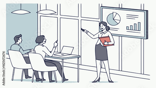 Business presentation meeting office teamwork collaboration strategy training data analytics report review