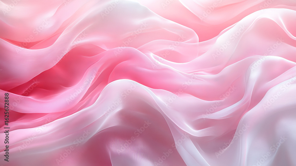 Fototapeta premium Delicate, flowing fabric with a soft ombre effect of pink and white