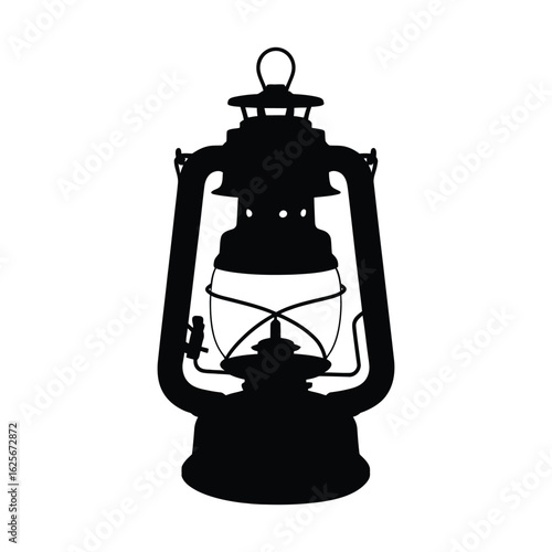 Rustic Kerosene Lantern Silhouette for Camping and Outdoors Vector