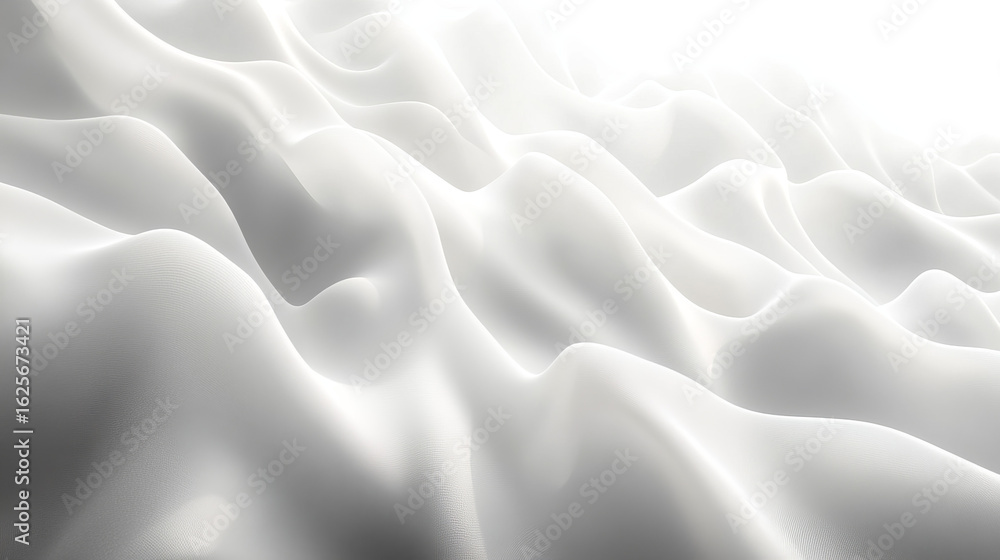 Obraz premium Abstract white fabric folds, smooth, flowing lines