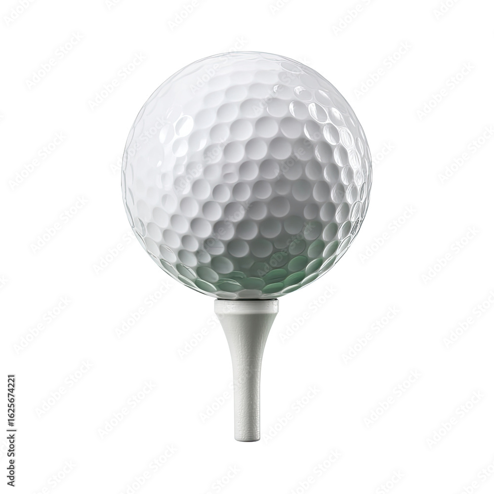 Close-Up of a White Golf Ball on a Tee Ready for Play in a Green Golf Course Environment for Sports Enthusiasts Close-Up of a White Golf Ball on a Tee Ready for Play in a Green Golf Course Environment for Sports Enthusiasts