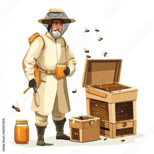 a beekeeper with net hat