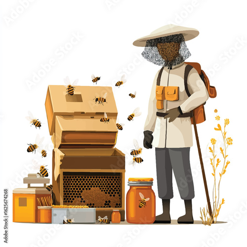 a beekeeper with net hat