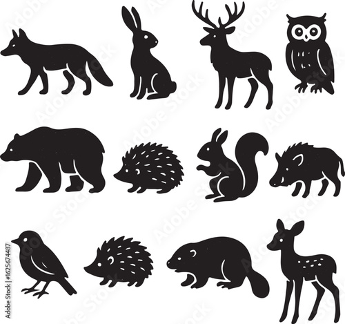 Collection of diverse animal icons in a clean modern style