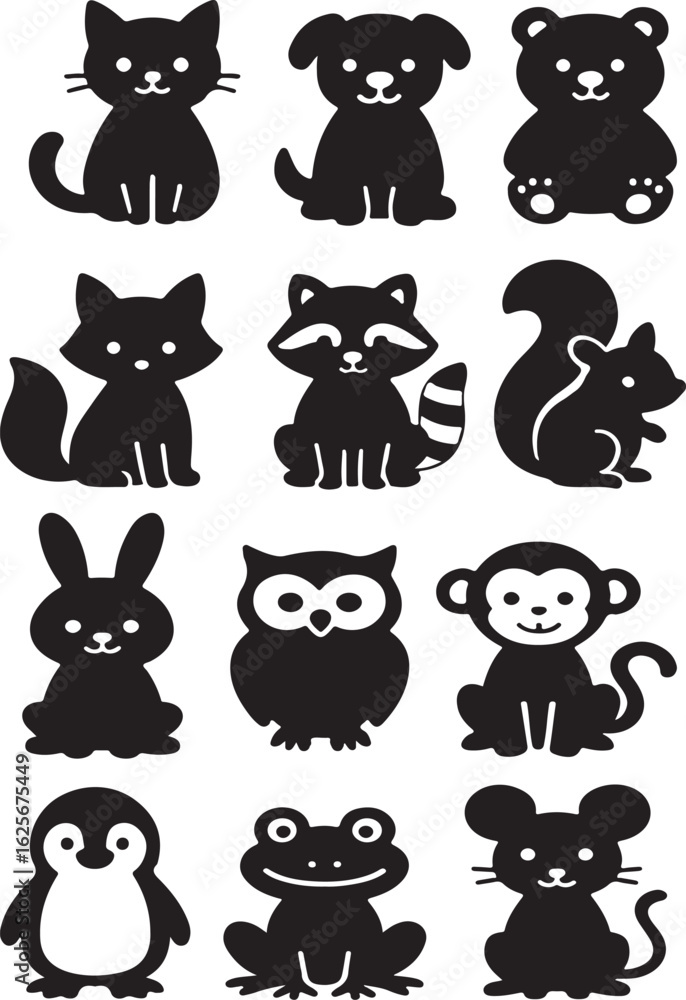 Collection of diverse animal icons for graphic design projects Collection of diverse animal icons for graphic design projects