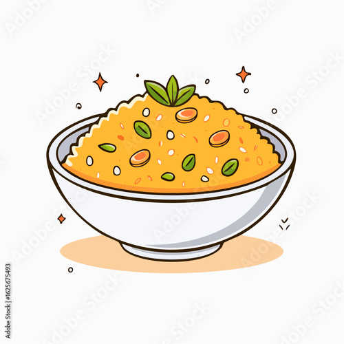 Bowl of delicious biryani with vegetables and spices, a tempting and flavorful indian cuisine