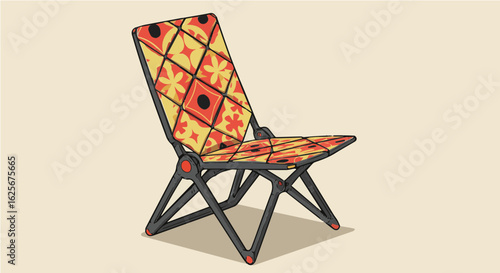 Home furniture buy folding chair with floral pattern online modern furniture stylish seating portable chair design for home decor vector