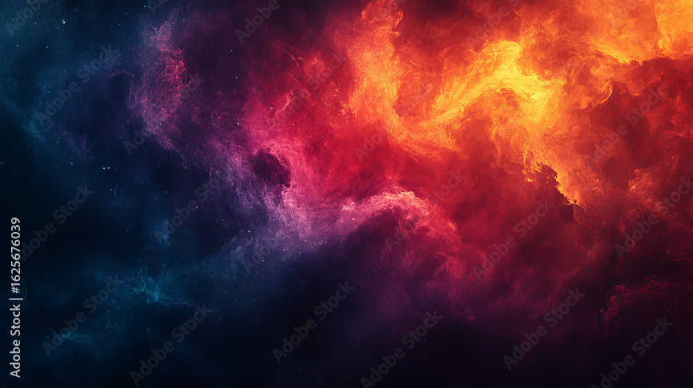 Fototapeta premium Celestial nebulae display vibrant colors in deep space