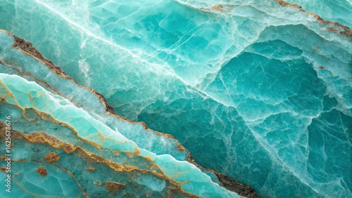 Abstract background of a teal geode slice with rough, textured edges and organic patterns