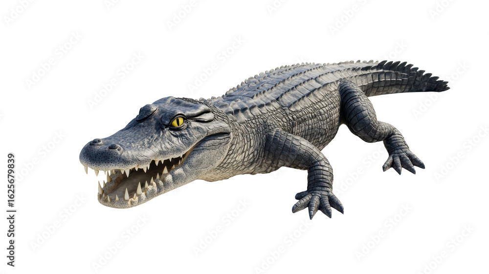 Naklejka premium Crocodile crawling forward isolated on white 