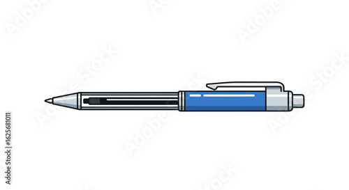 Blue Retractable Ballpoint Pen Vector
