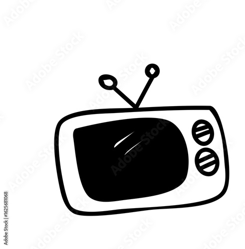 Vintage black and white retro tv with static screen. Vector illustration