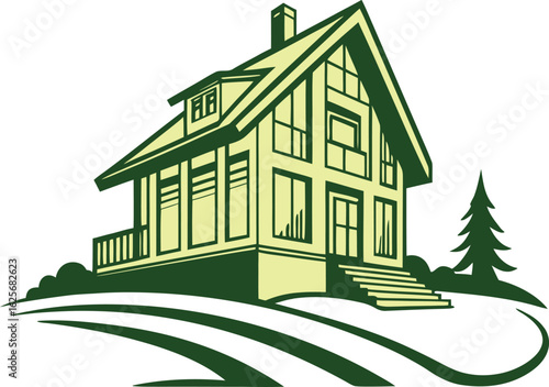 🏡✨This charming cabin house vector blends nature with architecture—ideal for real estate, construction, and eco-living projects! 🖼️Download now to build your next dream design!