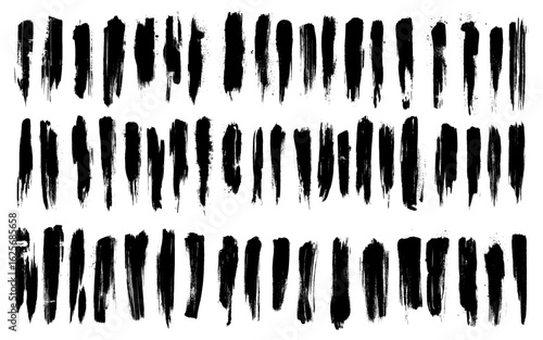 Artistic grungy creative brush stroke set. Back grunge lines. Big collection of black grunge brush strokes set. Vector illustration.