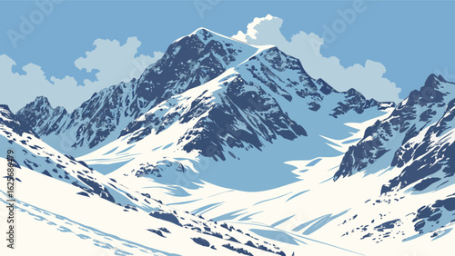 Winter mountain landscape scenic view snowy peaks mountain range alpine scenery outdoor adventure destination