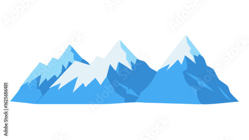 Mountain range landscape vector illustration with snow peaks for nature background and outdoor adventure design