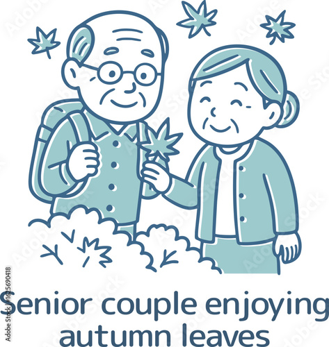 紅葉を楽しむシニアの夫婦
Senior couple enjoying autumn leaves