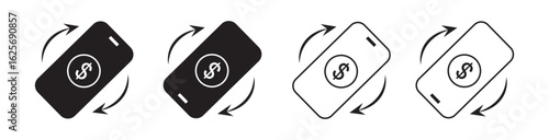  Mobile Banking and Finance Transaction Icon Set