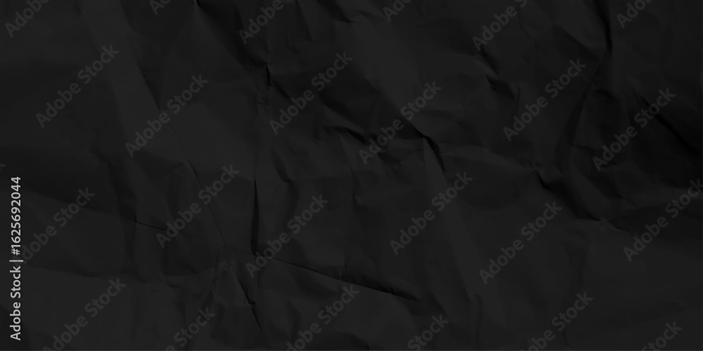 Fototapeta premium Black Horizontal crumpled empty paper template for posters and banners. Vector illustration