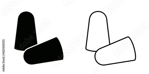 Earplugs hearing protection icon isolated on white background.