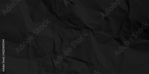 Black Horizontal crumpled empty paper template for posters and banners. Vector illustration