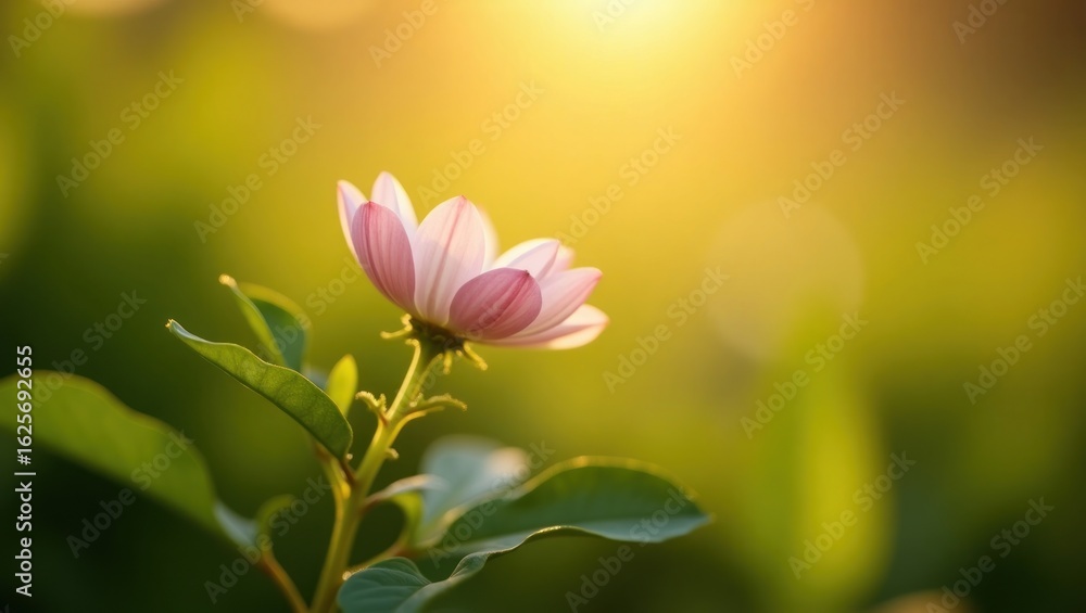 Fototapeta premium Delicate pink flower in soft sunlight.
