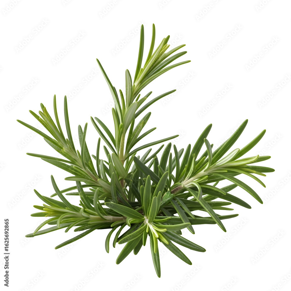 Fototapeta premium Rosemary Sprigs Showcase: Aromatic Herb with Needle-like Leaves on Transparent Background