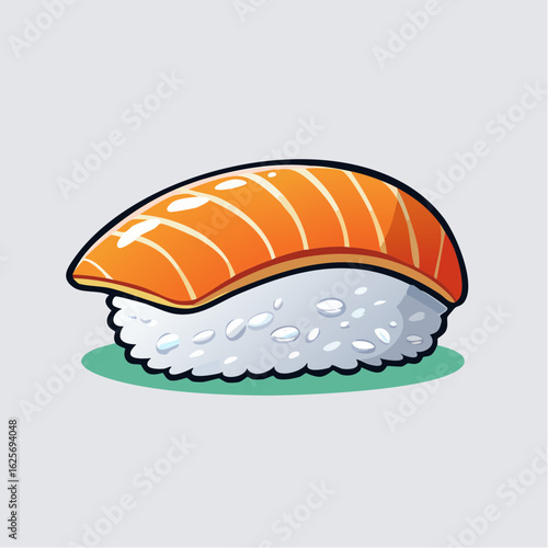 Delightful salmon nigiri cartoon illustration showcasing Japanese cuisine artistry
