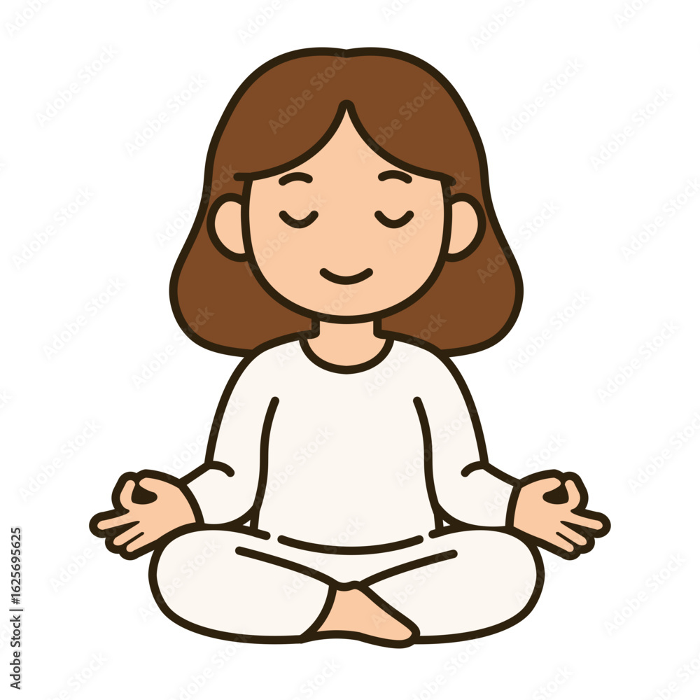 cartoon woman sitting meditating illustration cartoon woman sitting meditating illustration