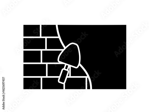 Plastering brick wall icon isolated on white background. Vector illustration.