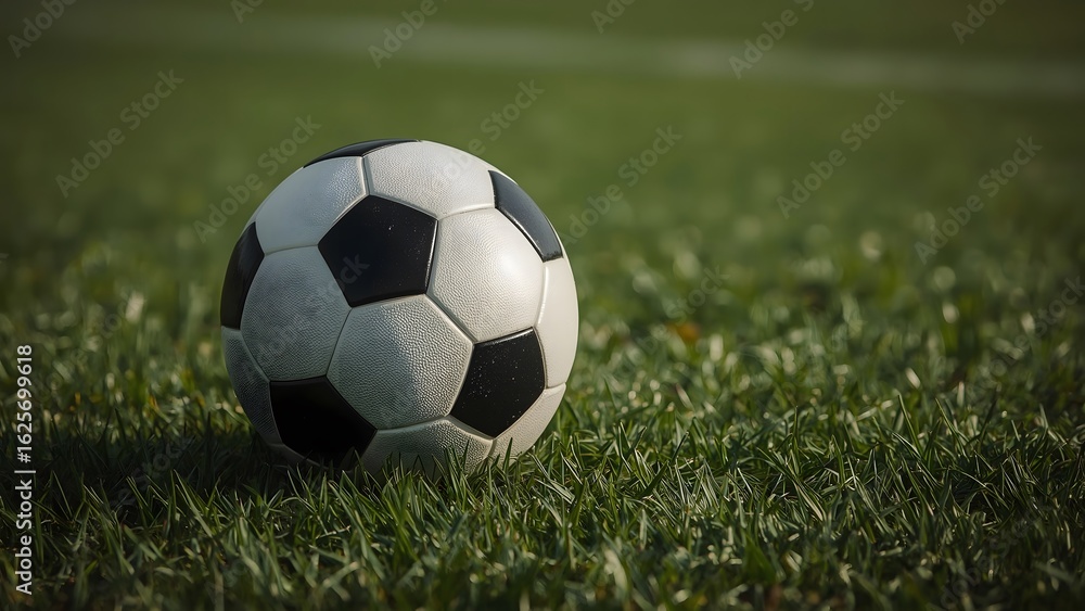 Obraz premium Classic Soccer Ball on Grass Field 