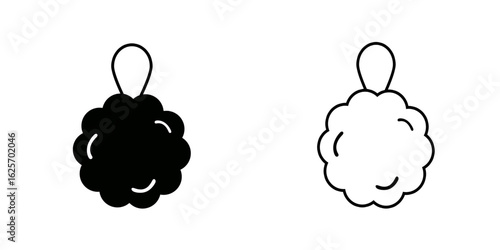 Shower sponge ball set icon isolated on white background.