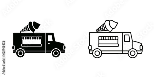 Ice cream van set icon isolated on white background.