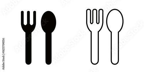 Spoon and fork set icon isolated on white background. Vector illustration.