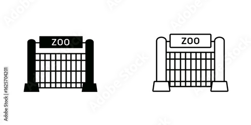 Zoo entrance gate icon isolate on white background.
