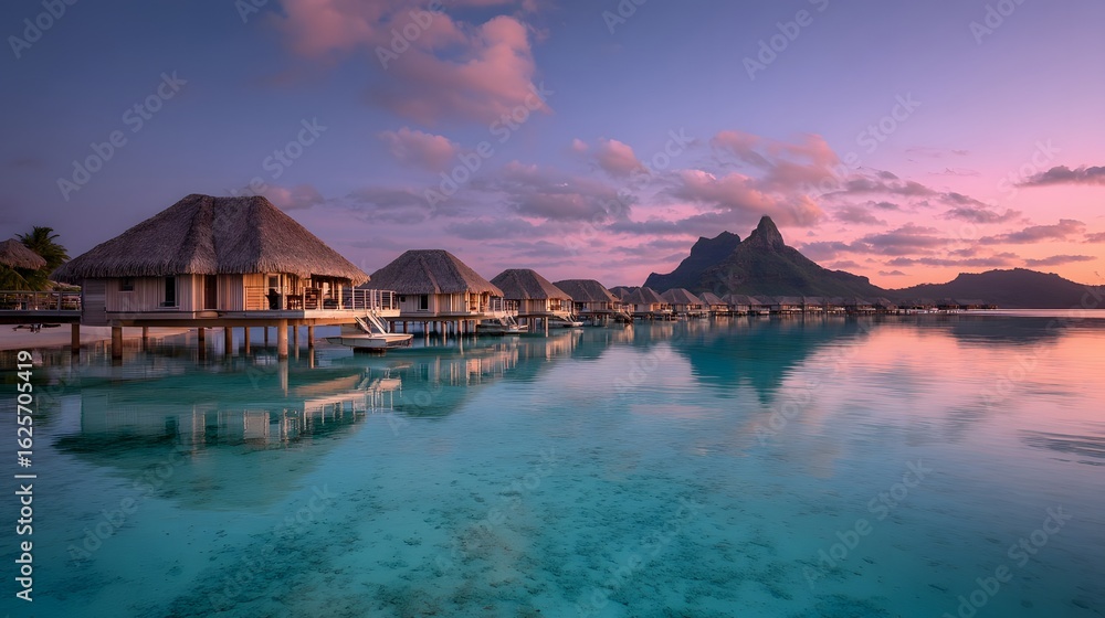 Fototapeta premium Overwater luxurious, villas in lagoon 