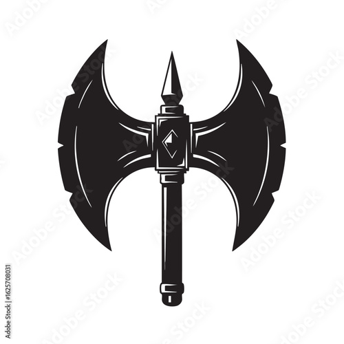 Epic Double Bladed Battle Axe Illustration Symbolizing Strength and Medieval Power A Weapon of Legend