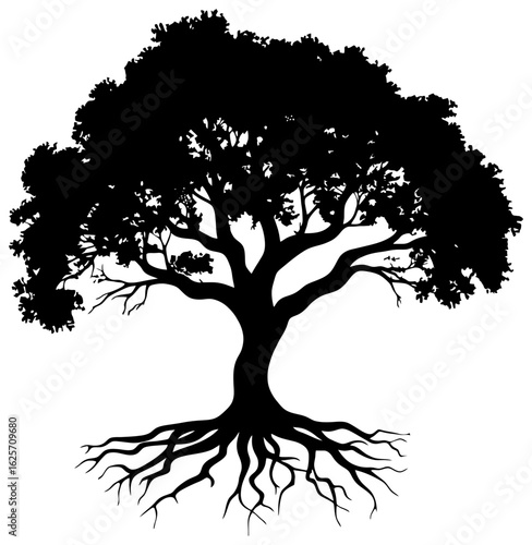 Banyan tree silhouette drawing