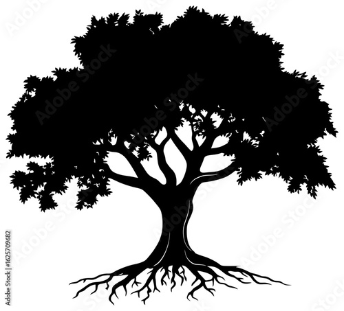 Banyan tree silhouette drawing