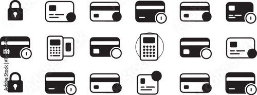 Credit card icons with security and payment terminal symbols debit card transaction