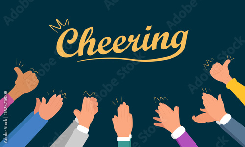 Crowd cheers and clap hands vector illustration, Applause, cheering concept, thumb up